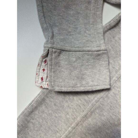 Orvis Woman's Quarter Zip Size Medium Grey Cotton Blend Fold Up Sleeve - Picture 6 of 6